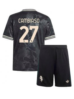 Juventus Andrea Cambiaso #27 Ausweichtrikot für Kinder 2025-26 Kurzarm (+ Kurze Hosen)